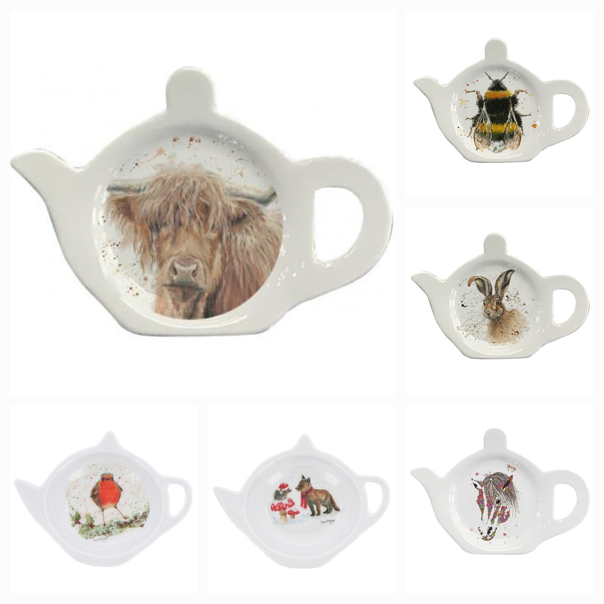 Tea Bag Tidy - Bree Merryn Highland Cow, Hare, Bee, Hedgehog, Fox & Mushrooms, Robin, Garden Birds, Lemon, Chrismas