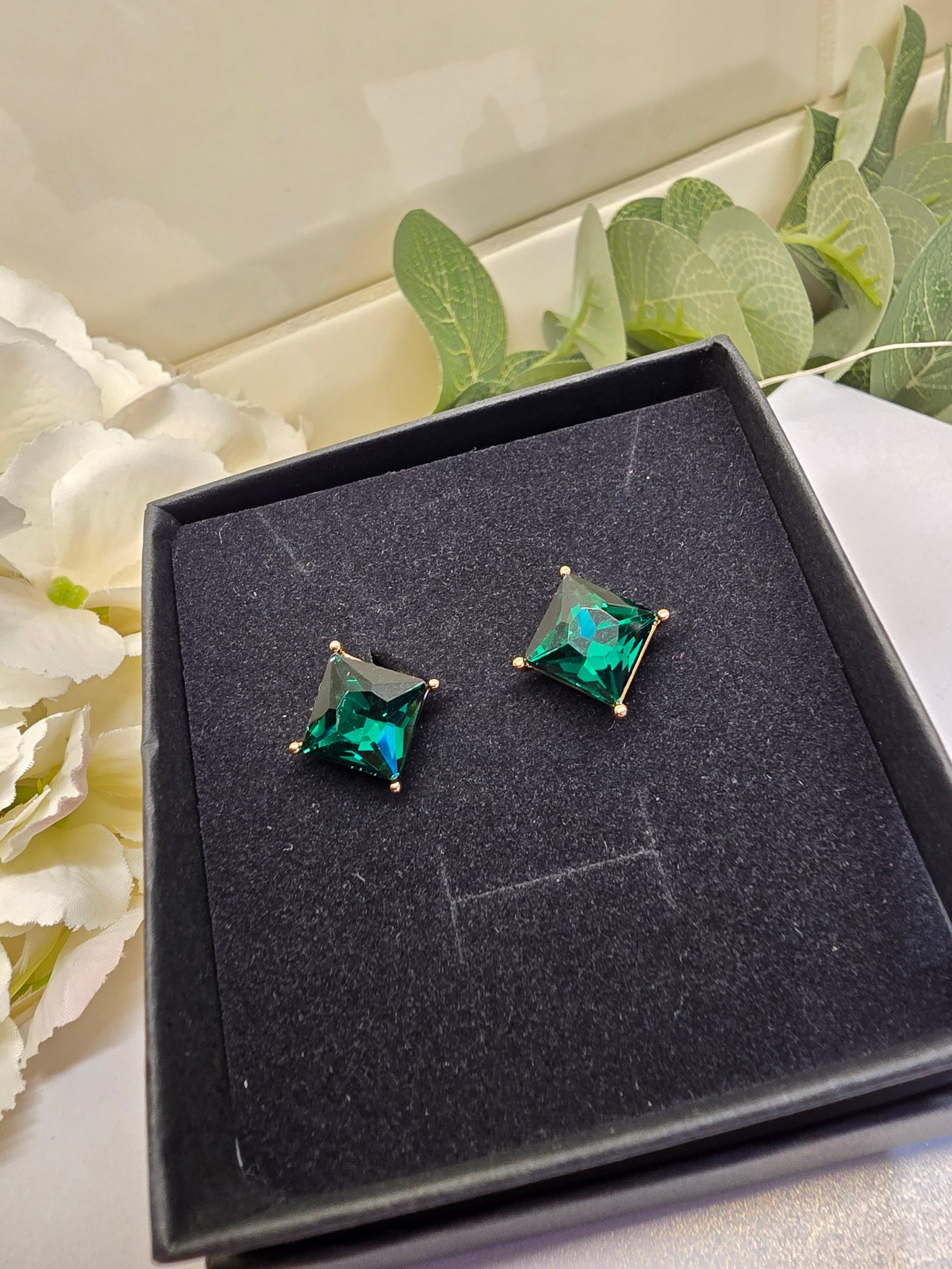 Emerald Green Stud Earrings