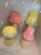LED Mushroom Lamps ~ Pink & Sage