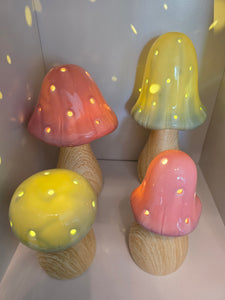 LED Mushroom Lamps ~ Pink & Sage