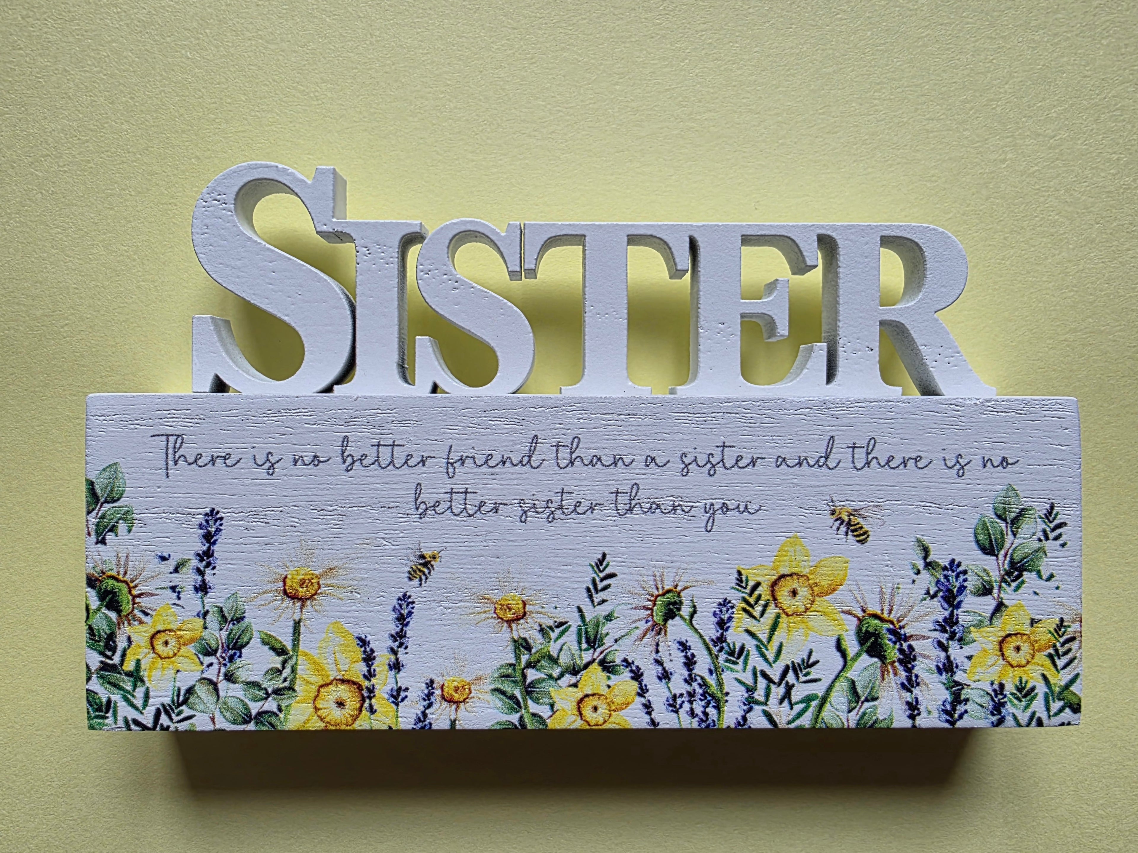 Floral Wooden Block With Verse - Mum Nan Sister Daughter Friend