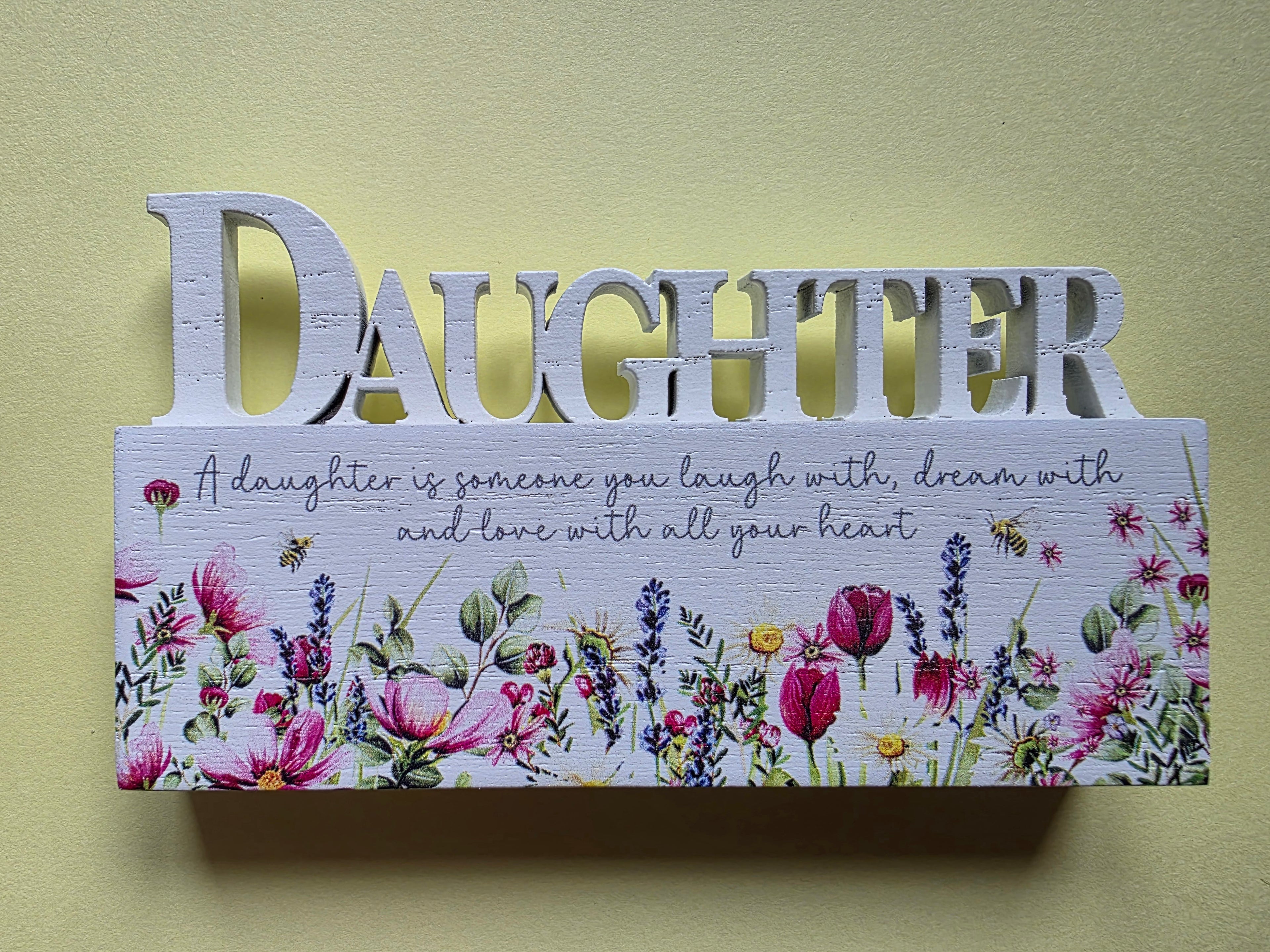 Floral Wooden Block With Verse - Mum Nan Sister Daughter Friend