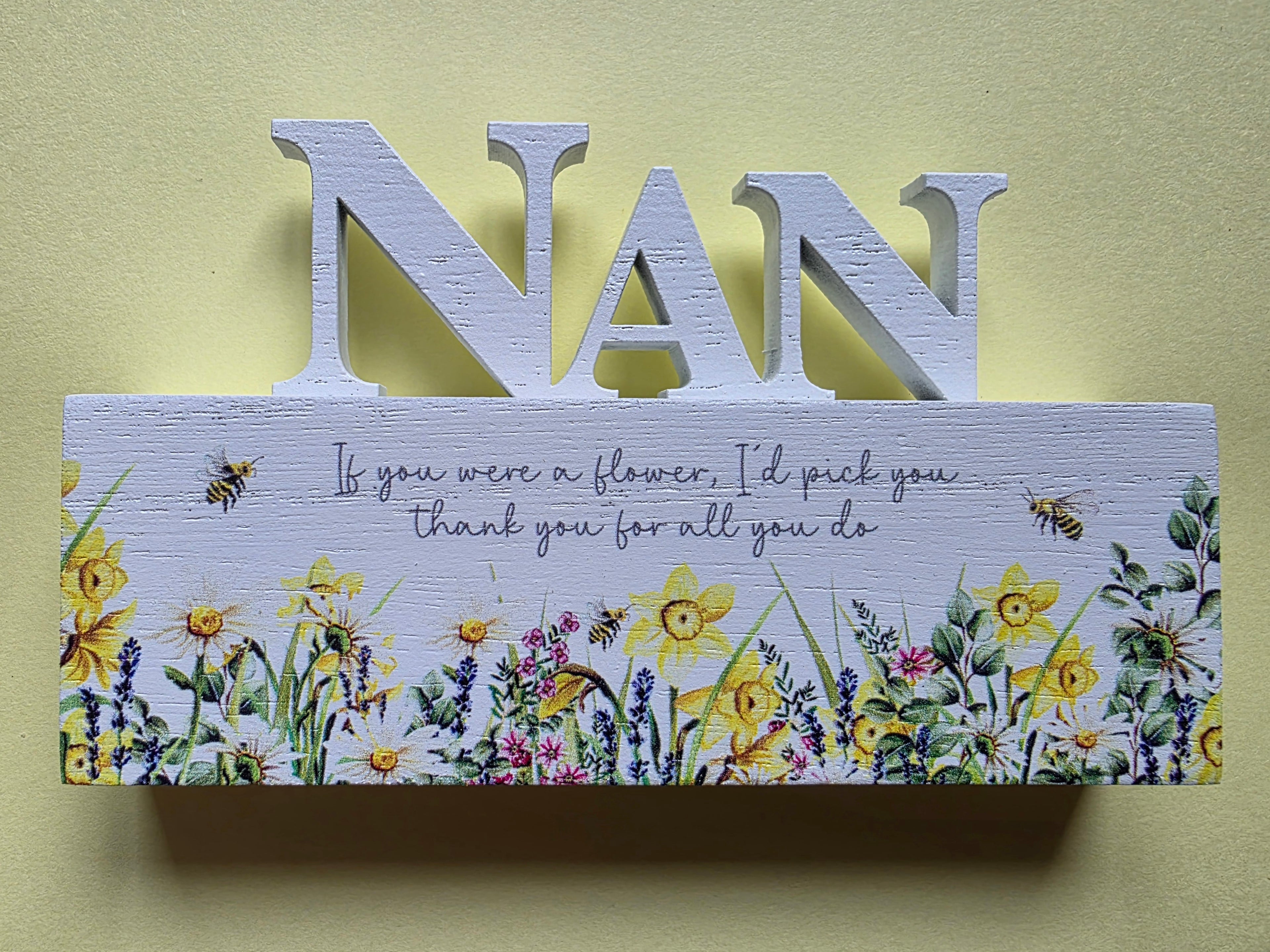 Floral Wooden Block With Verse - Mum Nan Sister Daughter Friend