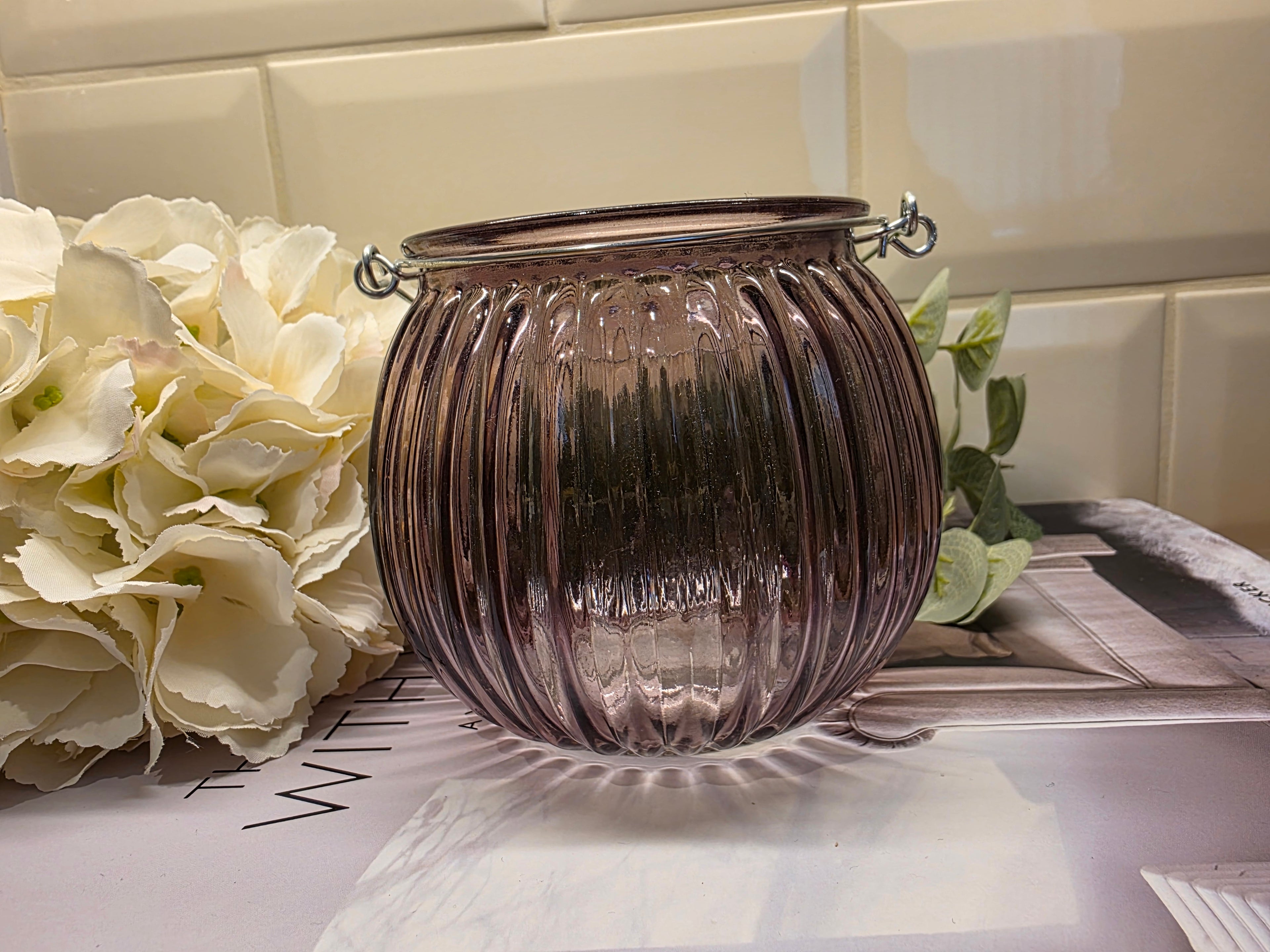 Purple Glass Tea Light Holder