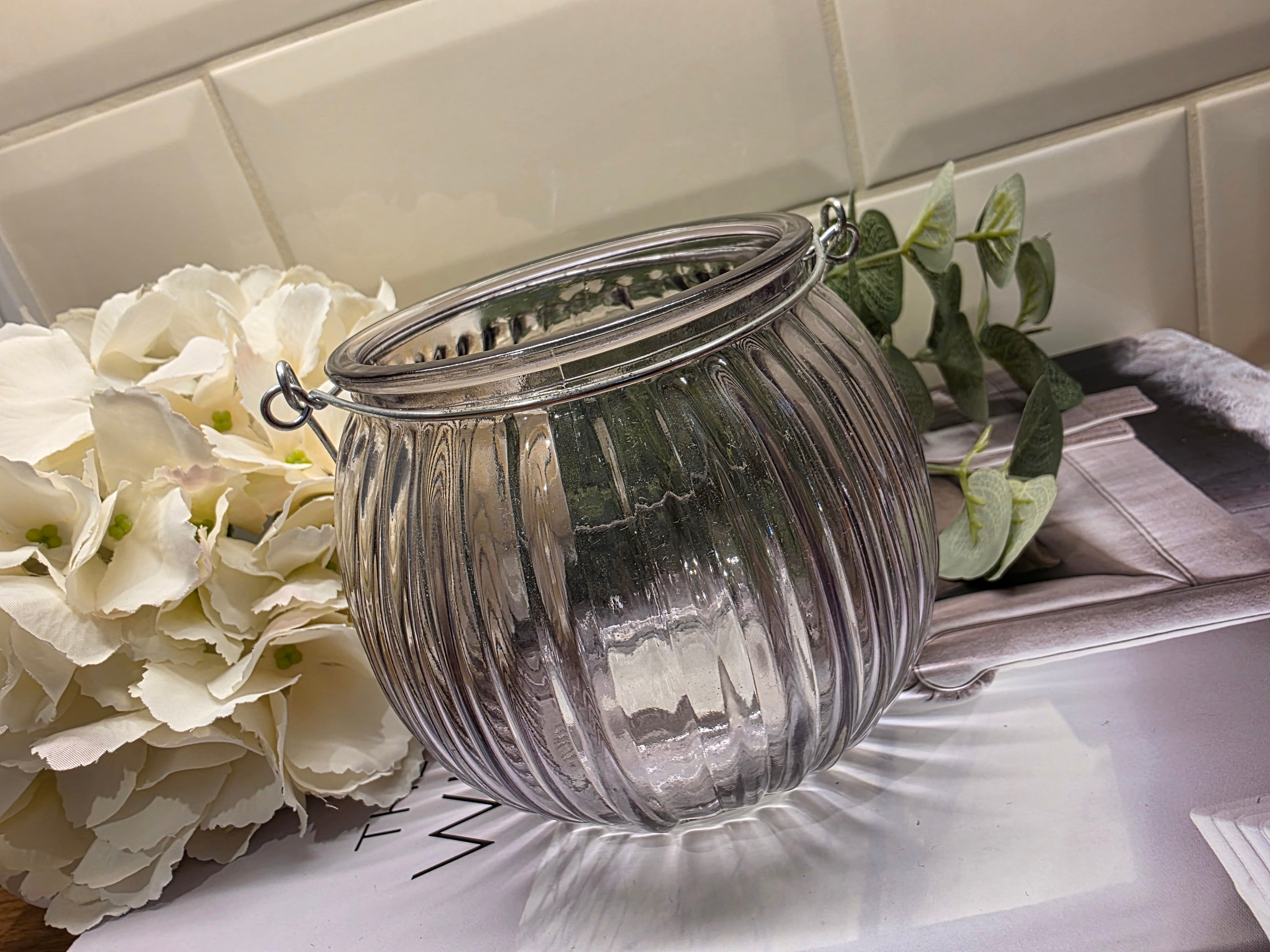 Pale Purple Glass Tea Light Holder