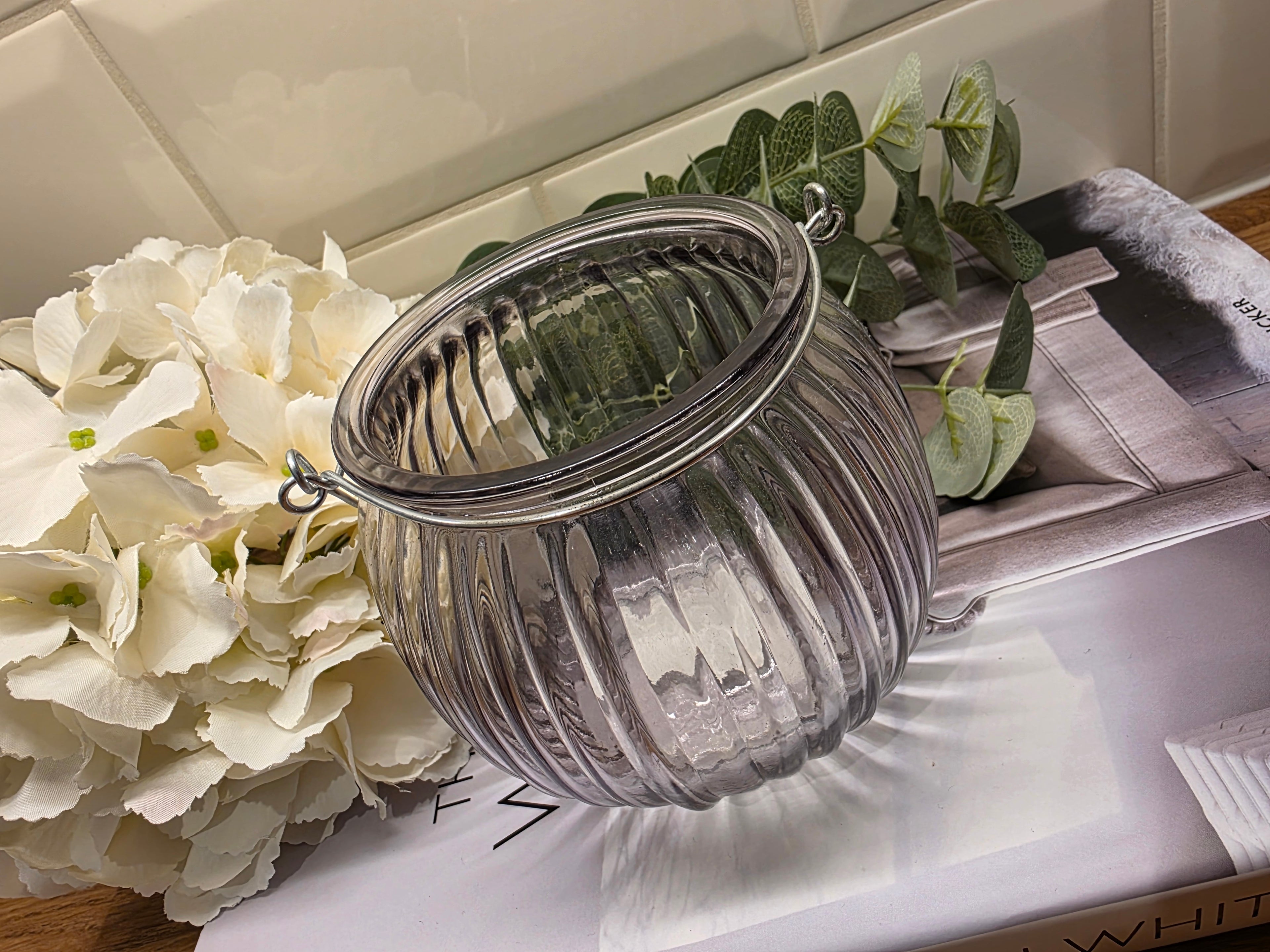 Pale Purple Glass Tea Light Holder