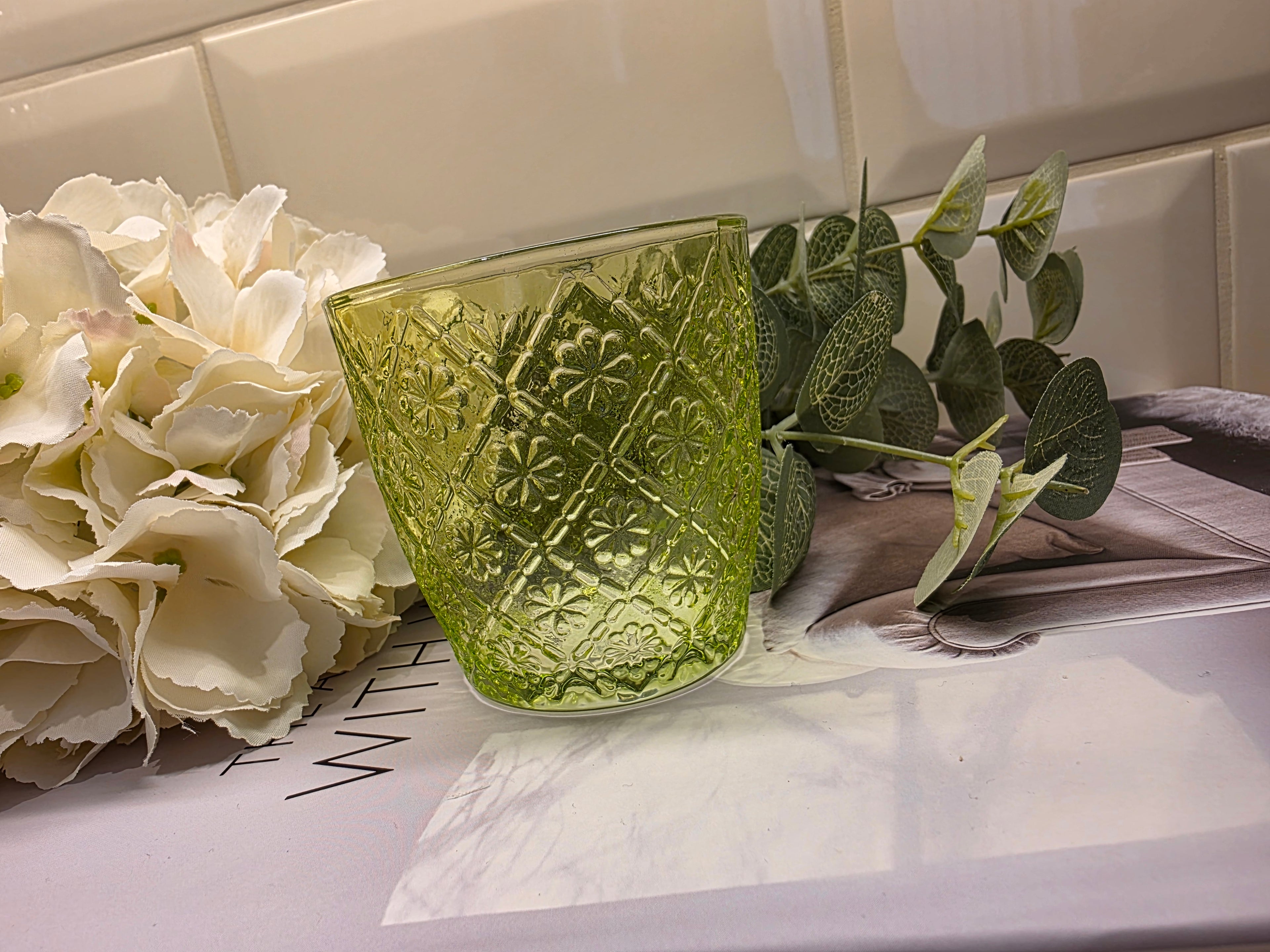 Green Glass Tea Light Holder