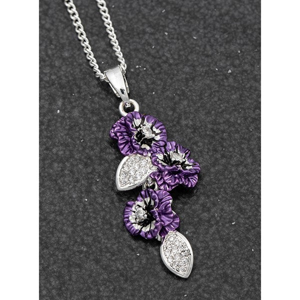 Violet Pansy Silver Plated Necklace