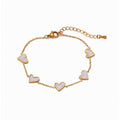 Pearlescent Multi Heart Bracelet in White & Gold