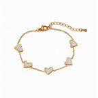 Pearlescent Multi Heart Bracelet in White & Gold