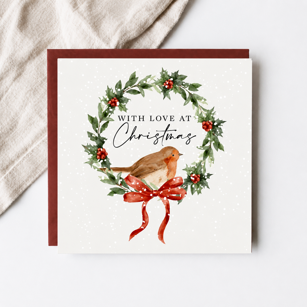 Christmas Robin Card with 'With Love'