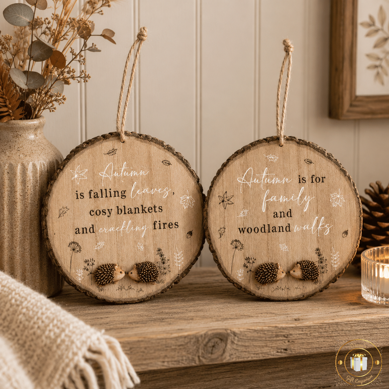 Autumn Wooden Hedgehog Signs