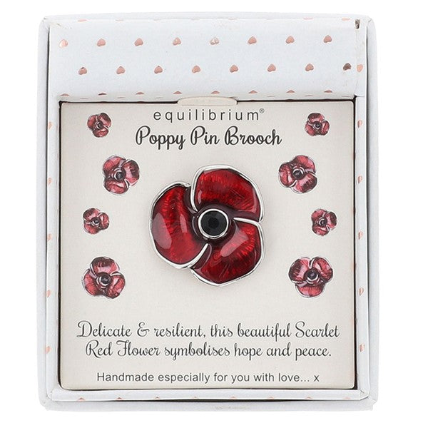 Equilibrium Silver Plated Poppy Brooch - Small