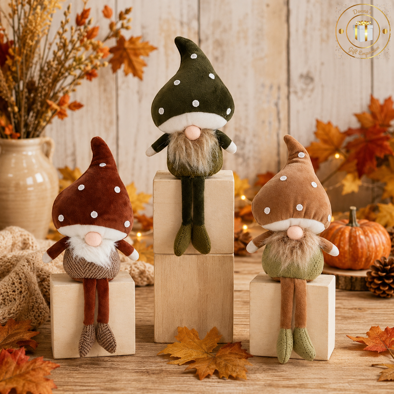 Autumn Woodland Mushroom Gonk - Shelf Sitter - Small