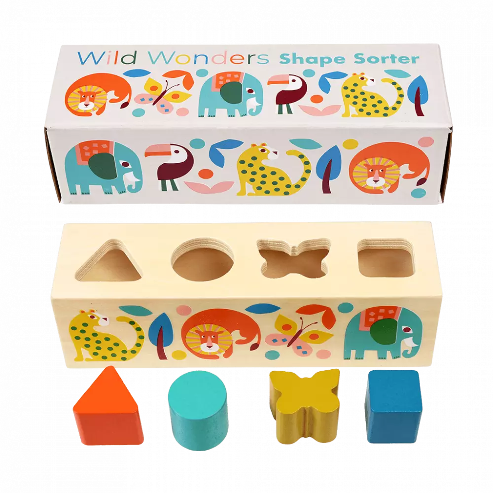 Wooden shape sorter - Wild Wonders
