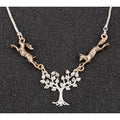 Country Chase Two Tone Plated Necklace - Tree of Life With Hare & Fox