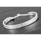Laser Cut Silver Plated Christening Bangle In Presentation Box - Keepsake Gift