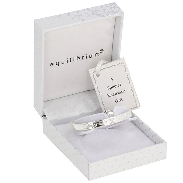 Laser Cut Silver Plated Christening Bangle In Presentation Box - Keepsake Gift