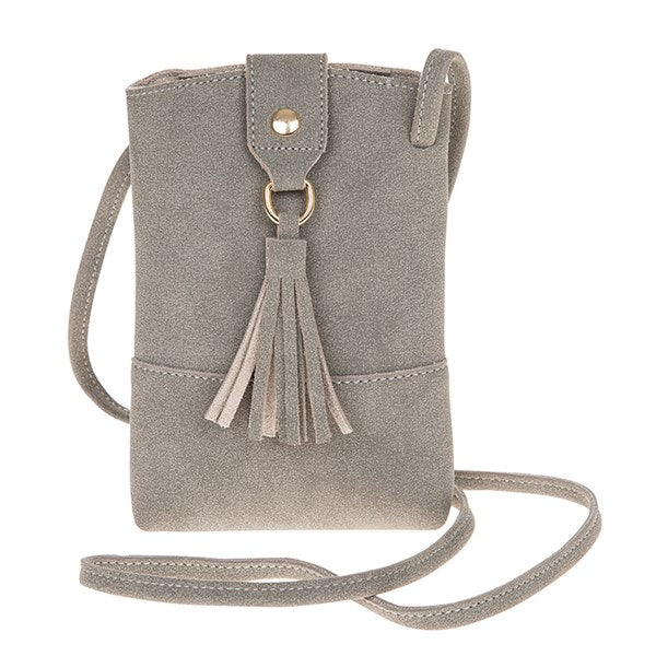 Cross Body Tassel Bag Grey