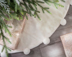 Fur Pom Pom Tree Skirt, Cream, 120 cm