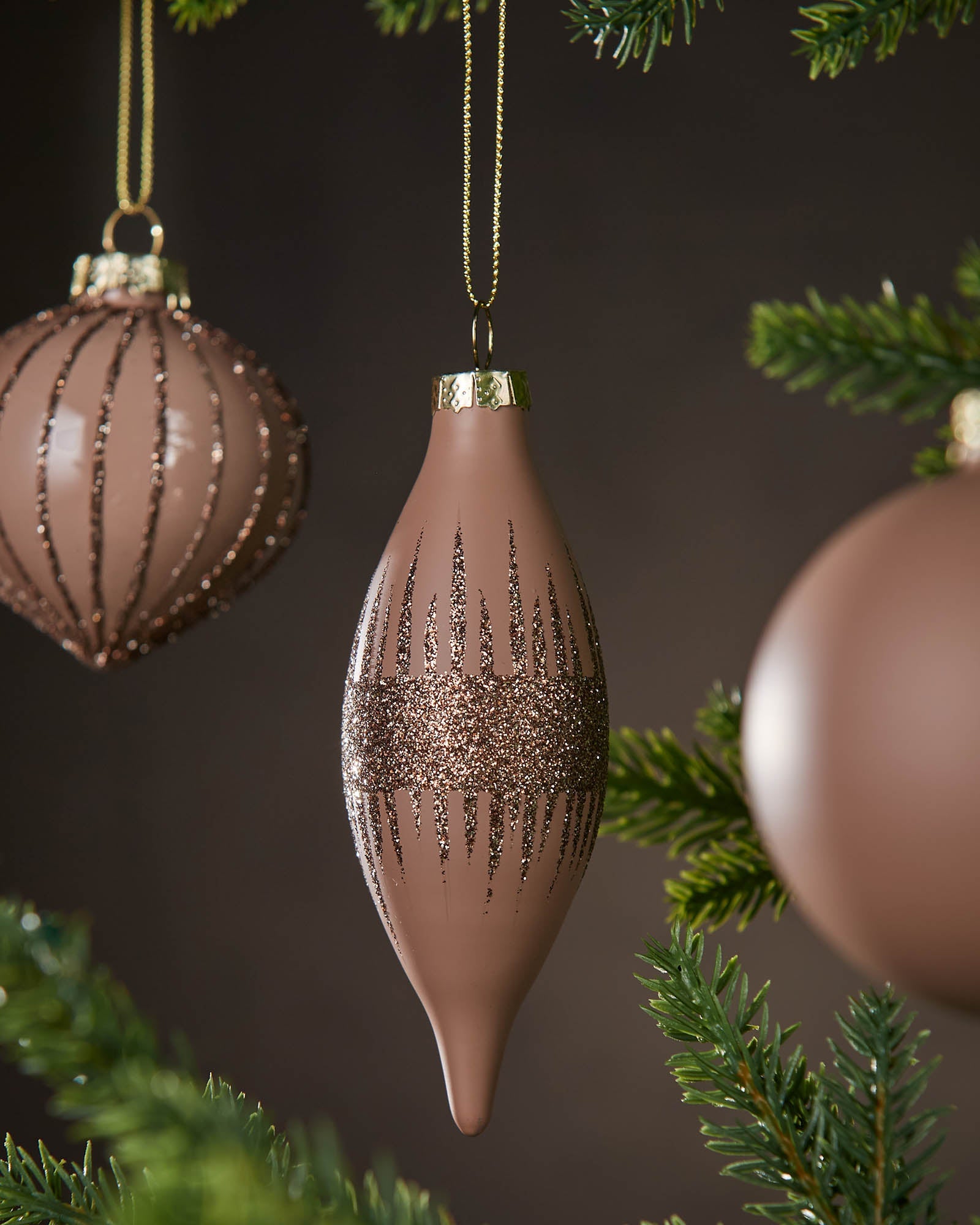 Set of 20 Glass Baubles - Mocha