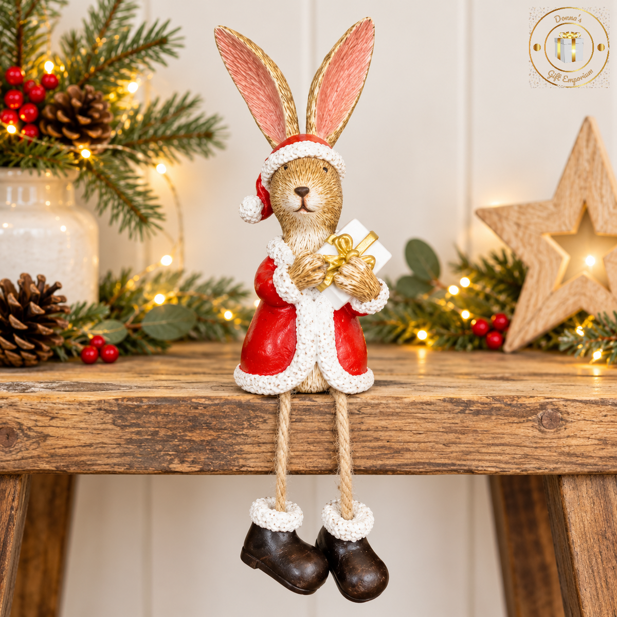 Santa Bunny Rabbit - Shelf Sitter