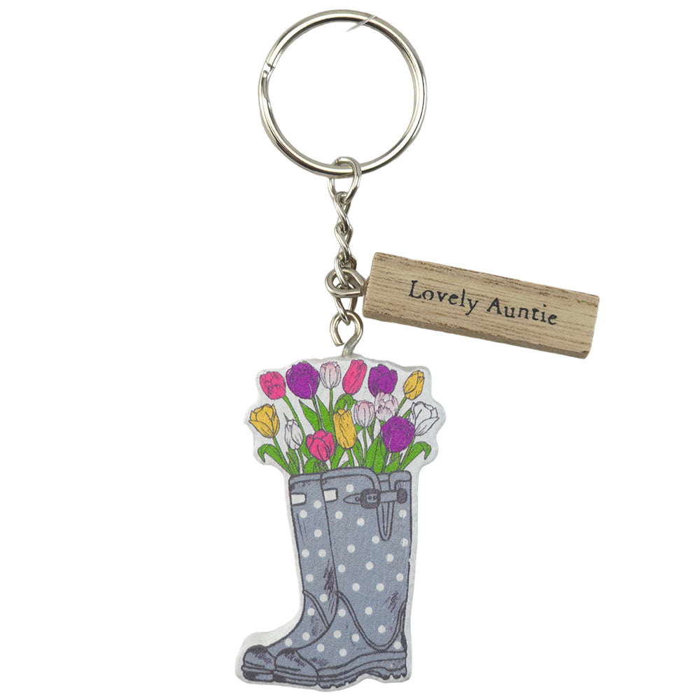 Welly & Flowers Keyring - Mum, Nan, Grandma, Auntie, Sister, Friend