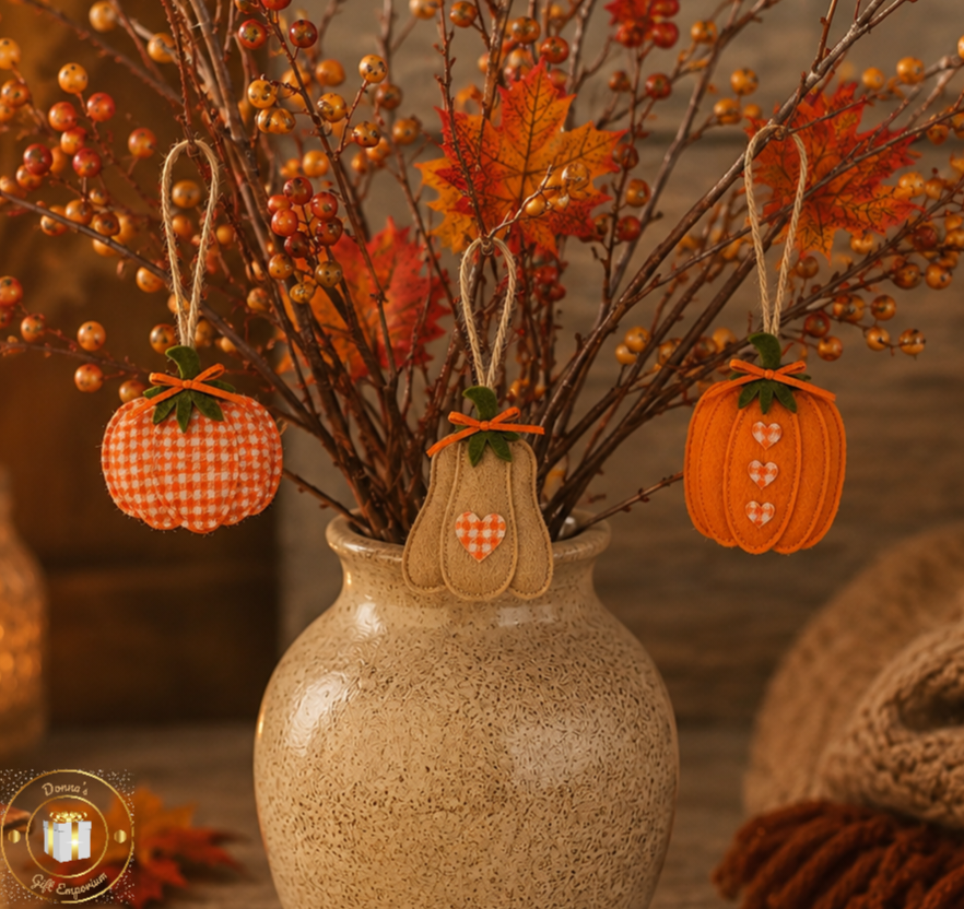 Autumn Pumpkin Textile Hangers - Set of 3