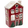 Village Pottery Christmas Heart & Tree House T-Light Holder