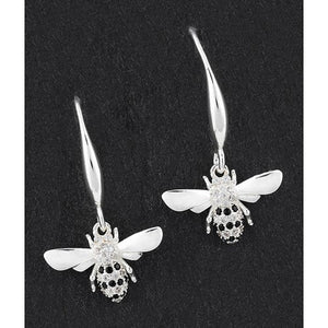 Honey Bee - Silver Plated Sparkly Earrings