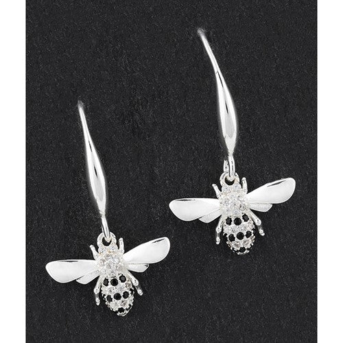 Honey Bee - Silver Plated Sparkly Earrings