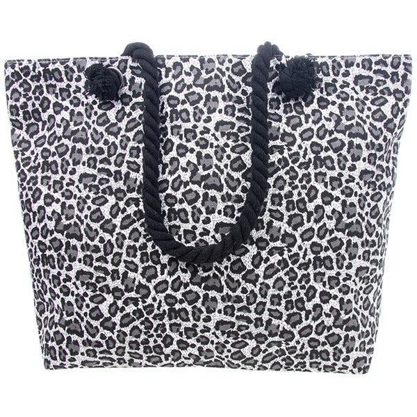 Holdall / Tote Bag - Leopard Print - Black