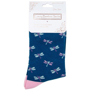 Bamboo Socks - Dragonflies - Navy