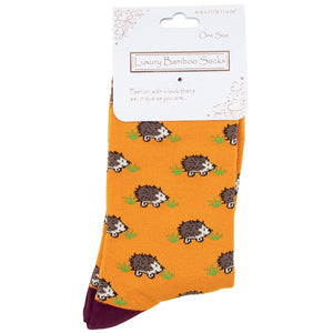 Bamboo Socks - Country Hedgehogs - Orange