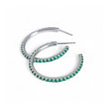 Cubic Zirconia Inset Hoop in Silver & Green