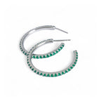 Cubic Zirconia Inset Hoop in Silver & Green