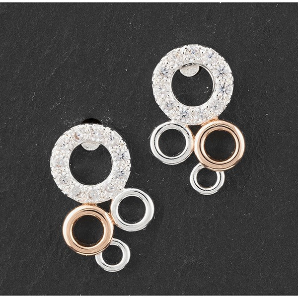 Polished Two Tone Stud Earrings Circles