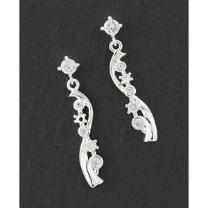 Sparkling Ripple Silver Plated Earrings