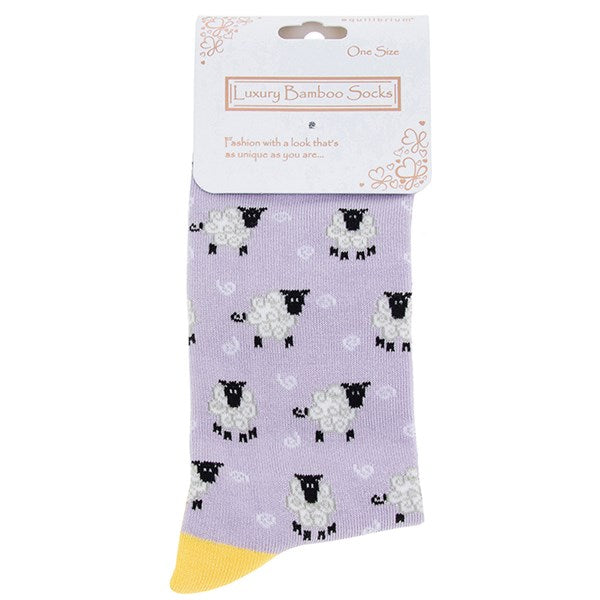 Bamboo Socks - Sheep - Lilac