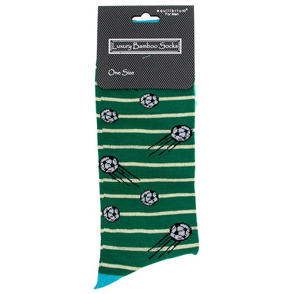 Men's Bamboo Socks - Footy Football - Green