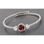 Equilibrium Silver Plated Framed Poppy & Diamante Bangle