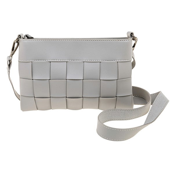 Woven Style Shoulder Bag - Grey