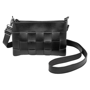 Woven Style Shoulder Bag - Black