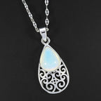Moonstone Teardrop Silver Plated Necklace