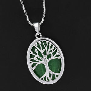 Moonstone Tree of Life Silver Plated Necklace