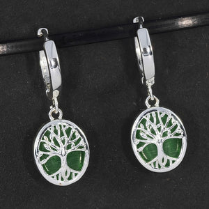 Moonstone Tree of Life Silver Plated Earrings