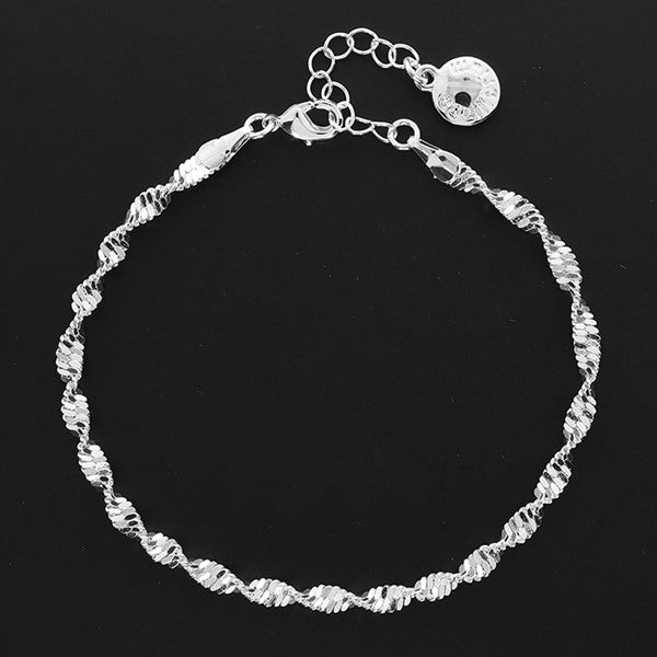 Twisted Silver Plated Chain Bracelet