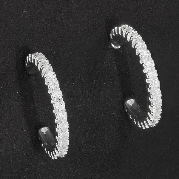 Diamante Hoop Silver Plated Earrings