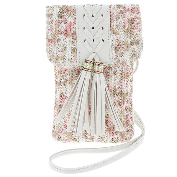 Woven Tassel Cross Body Bag Natural