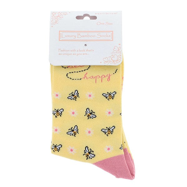 Bamboo Socks - Happy Bees Lemon